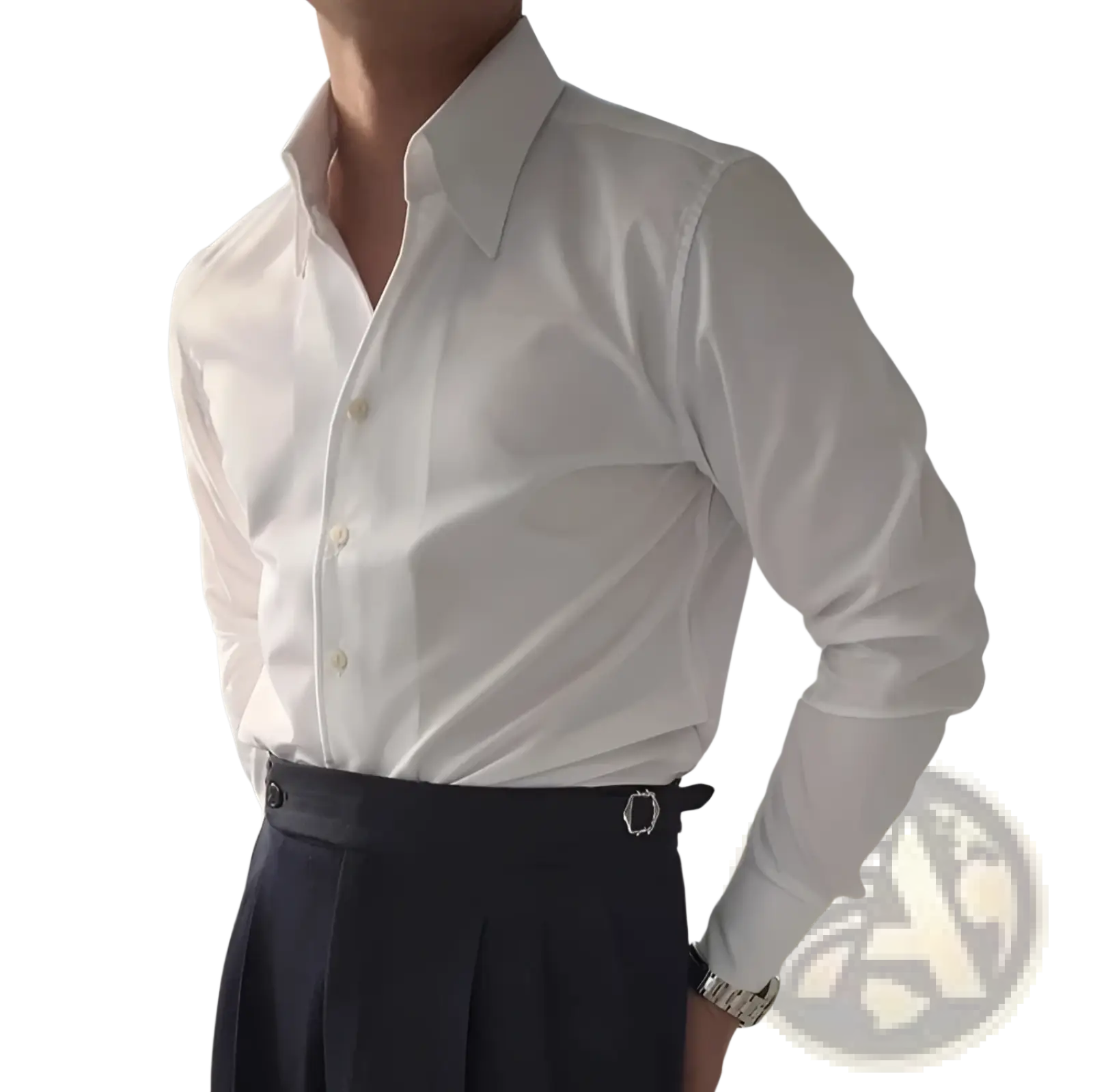 White one piece collar dress shirt slim fit crisp white button down shirt with classic collar and neatly pressed fabric