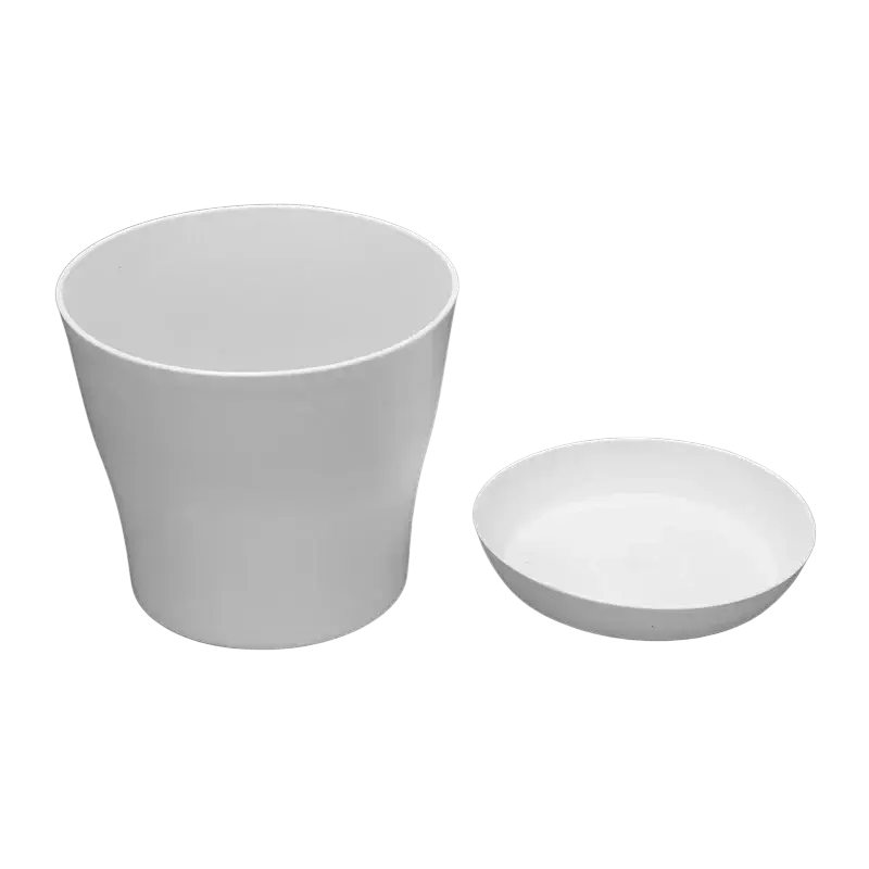 White plastic plant pot with matching saucer 17cm ideal for wholesale drop shipping and drop shipping orders