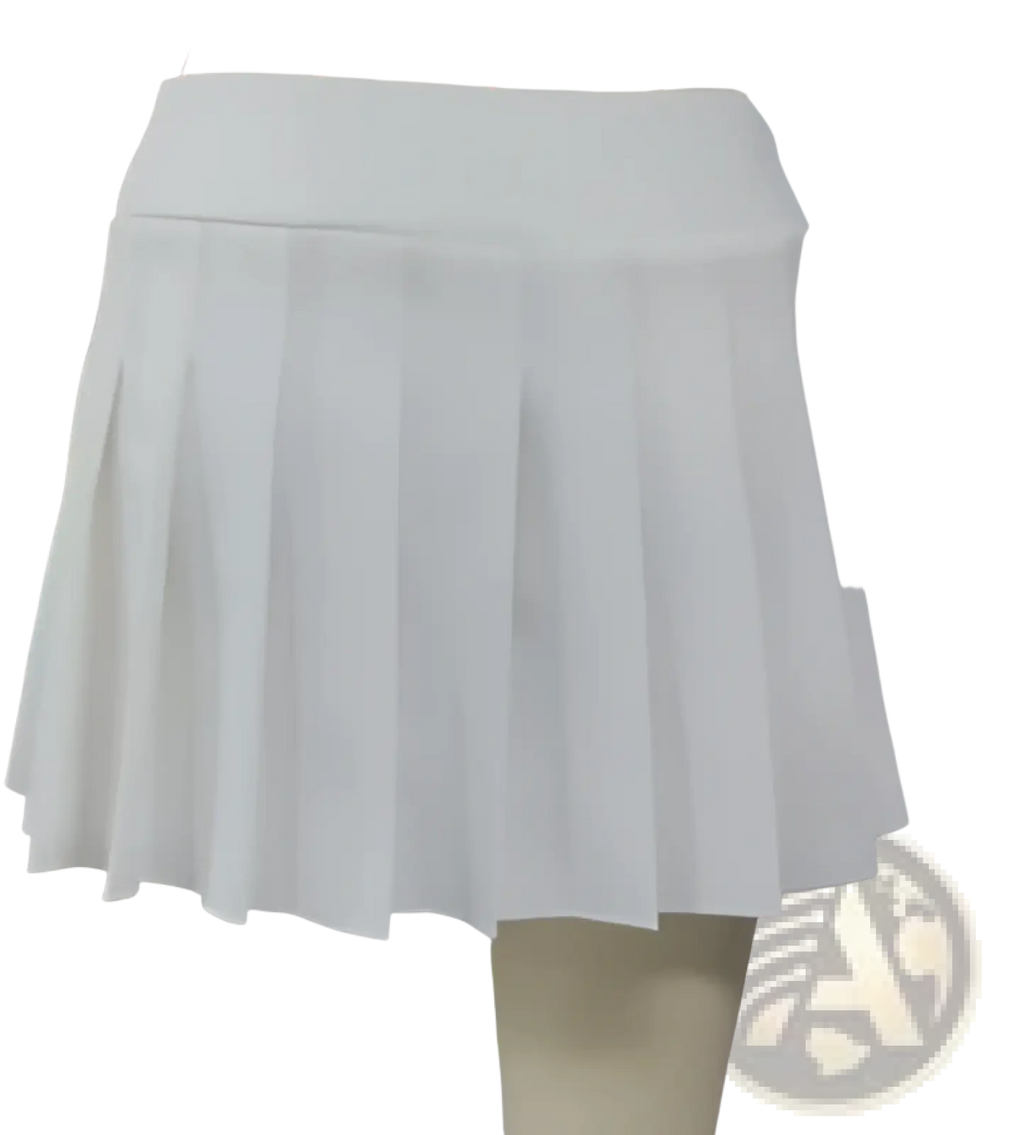 White pleated mini skirt with a fitted waistband in high waisted a line design for elegant casual wear