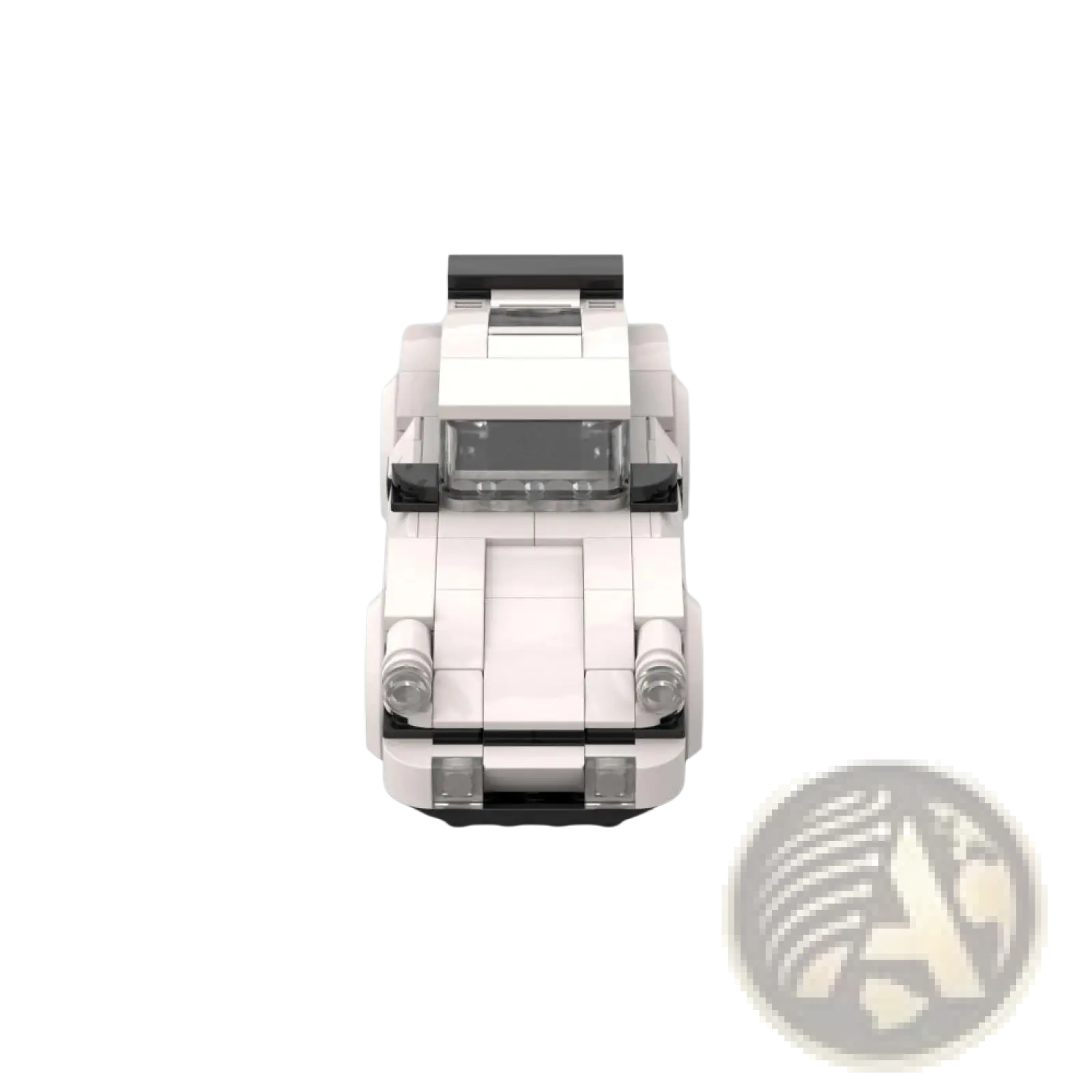 White Porsche 911 building blocks Speed Champions set featuring a classic sports car model with black accents and transparent details