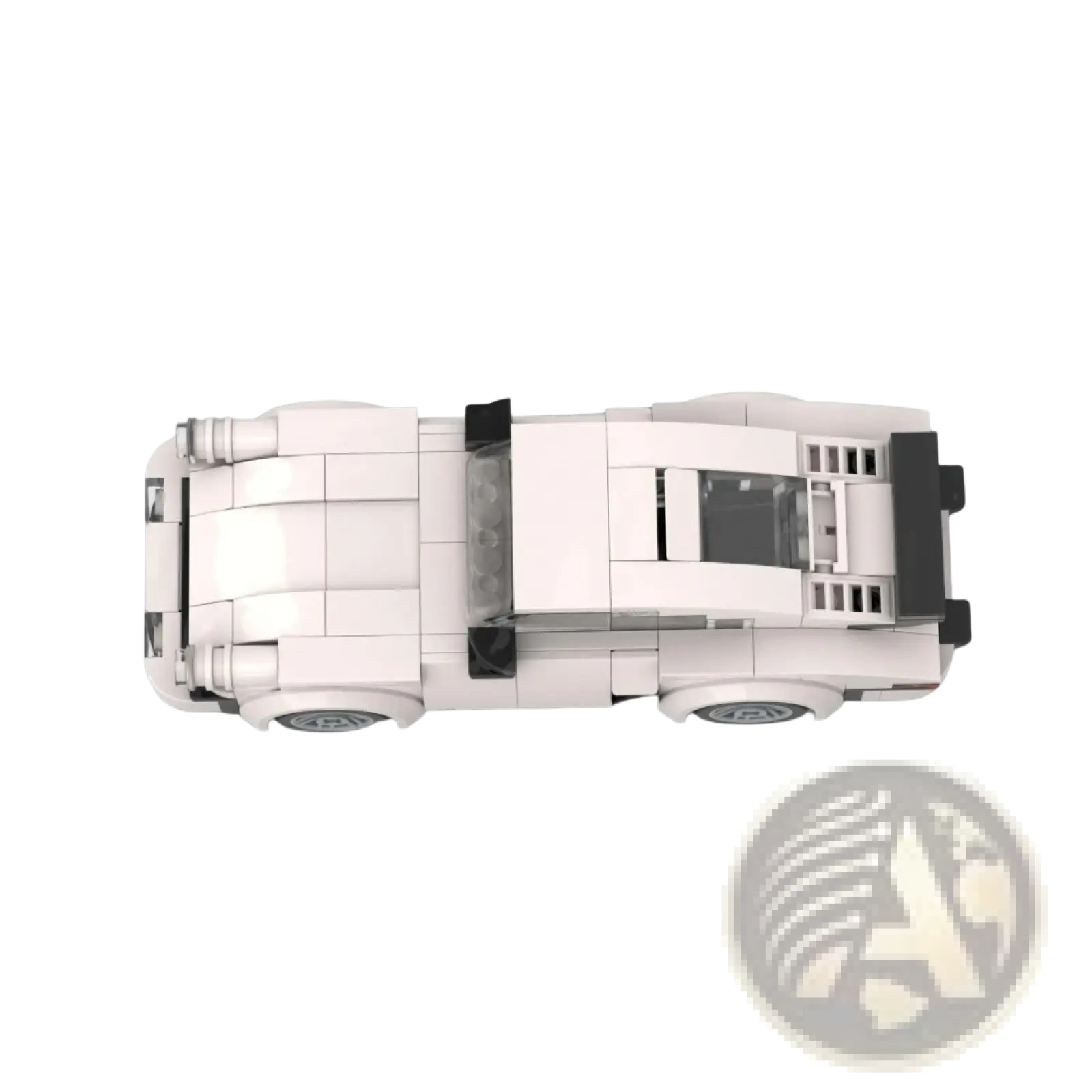 White Porsche 911 building blocks speed champions set featuring a white lego technic classic sports car with black accents and transparent windows