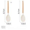 Pair of white silicone salad servers with light wooden handles 31.7cm long designed for easy kitchen handling