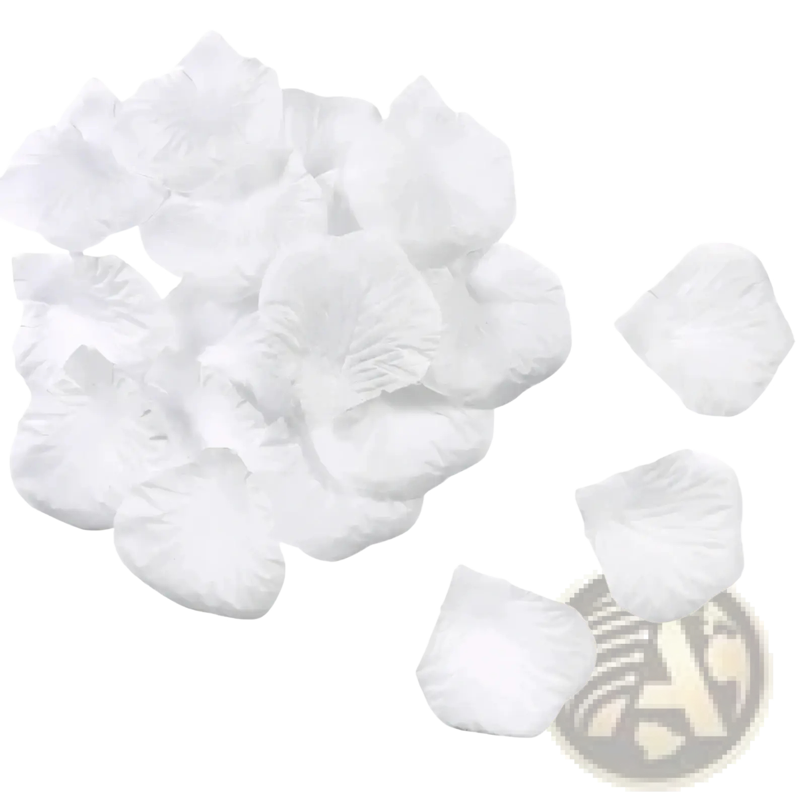 White silk rose petals made of delicate fabric for weddings and party decorations