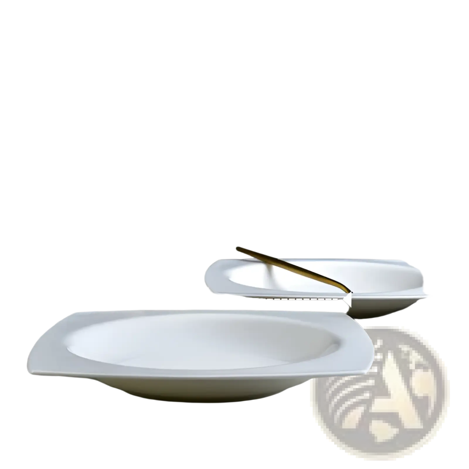 White square ceramic salad plate set of 6 with rounded corners, shallow depth, microwave and oven safe