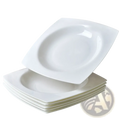 White square ceramic salad plate set of 6 with softly rounded edges and a glossy finish