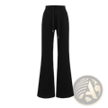 Black wide leg athletic sweatpants with high-waisted flared design and drawstring waistband for comfort and style
