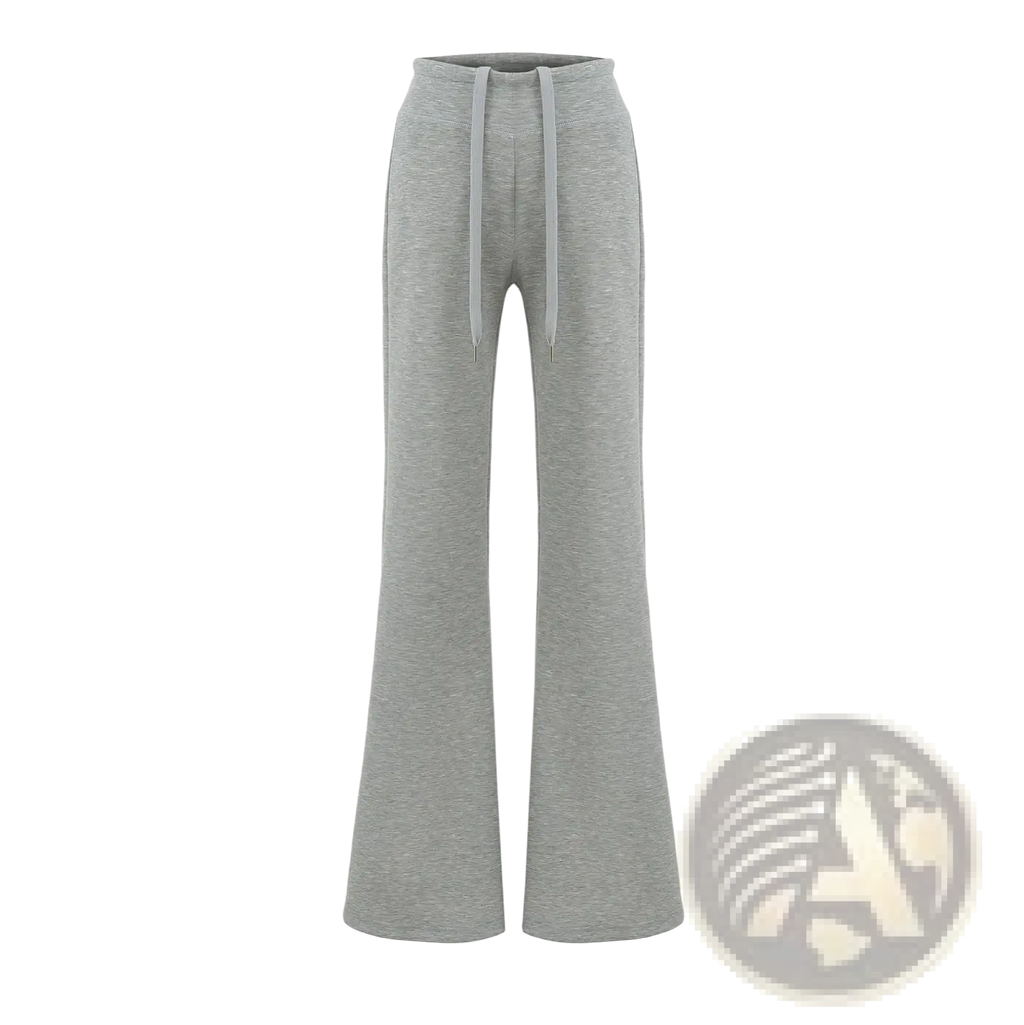 Gray heathered wide-leg athletic sweatpants with a drawstring waistband made from soft fabric for comfortable wear
