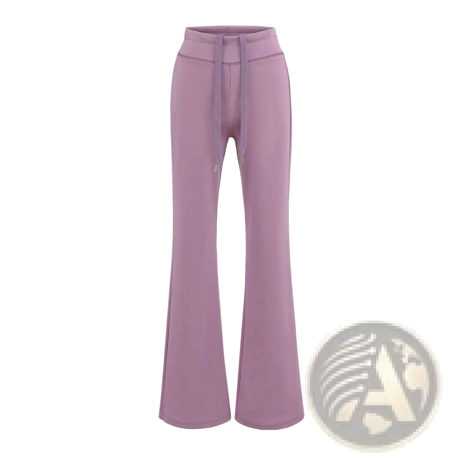 Lavender-colored wide leg athletic sweatpants with a drawstring waistband designed for comfortable sportswear use