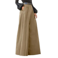Tan wide leg high waist tailored trousers with pleated front for a polished professional look