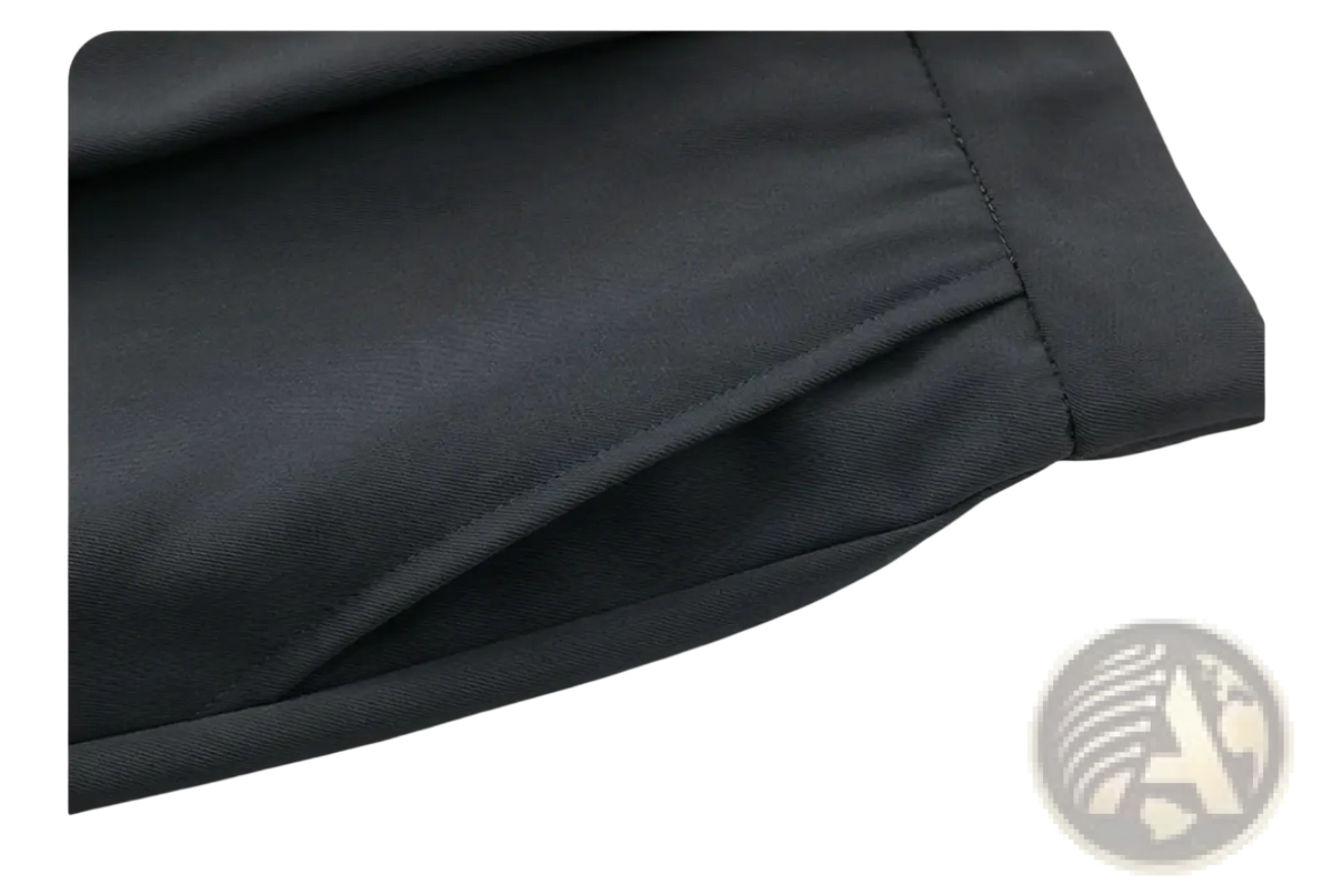 Wide leg mens suit pants in black tailored smooth structured fabric with clean stitching for casual wear