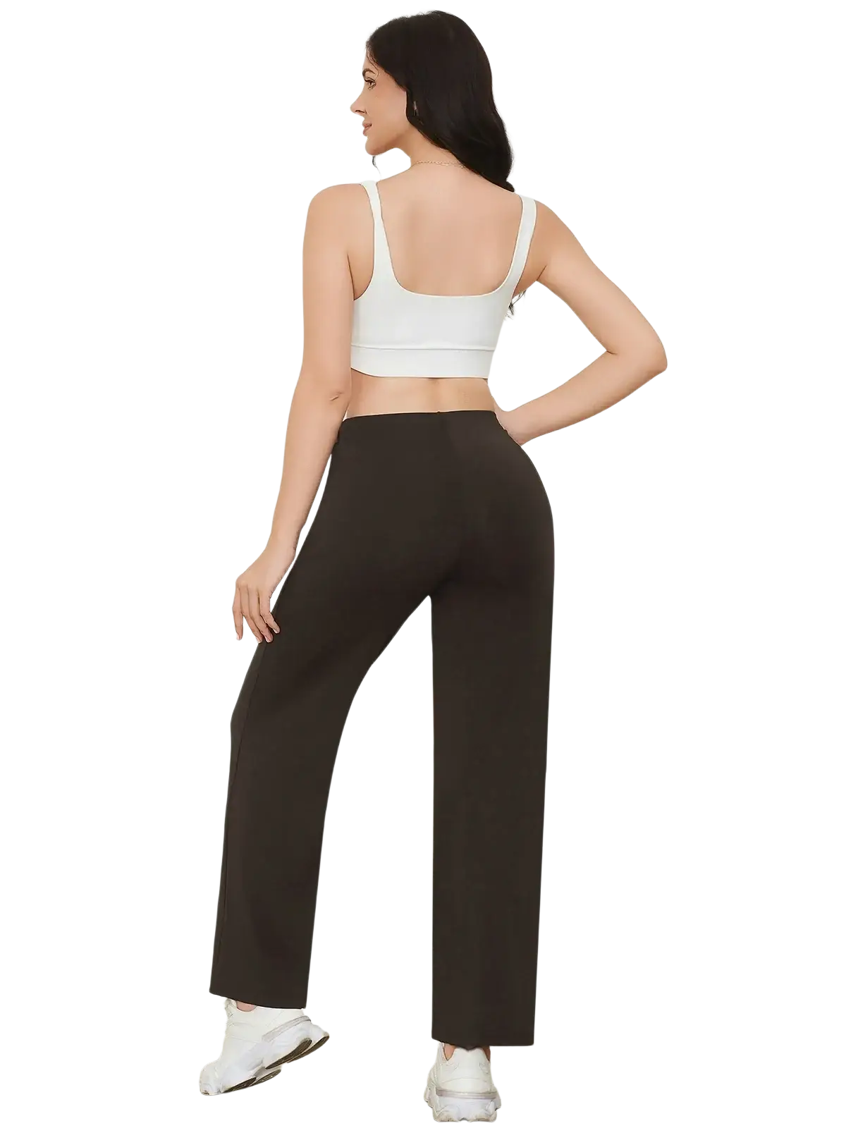 Black high waisted wide leg pants with pockets made from soft fabric for comfortable everyday wear