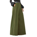 Olive green wide leg trousers for women with high waist and pleated front casual design