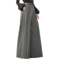 Wide leg pants for women high waisted office trousers in charcoal gray with pleated front and matching belt