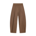 Brown pinstripe wide leg pleated high waist trousers with a wide leg cut in a formal fabric design