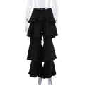 Black wide leg tiered ruffle pants with flared silhouette high waist perfect for y2k streetwear looks