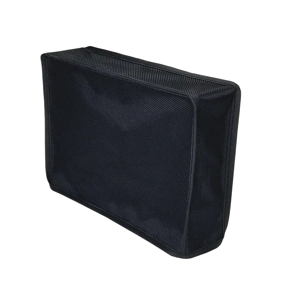 Black mesh wii console dust cover with reinforced edges and oxford cloth protective sleeve for gaming accessories vertical storage