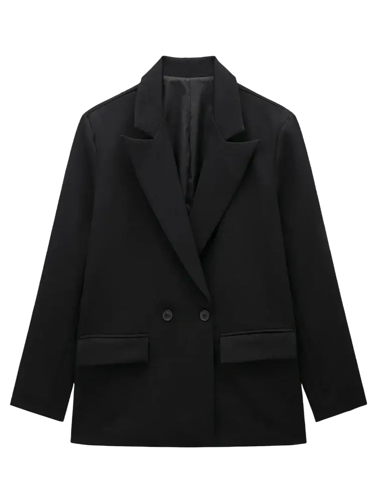 Black Willshela double breasted blazer with sleek tailored fit and classic notched lapels for formal wear