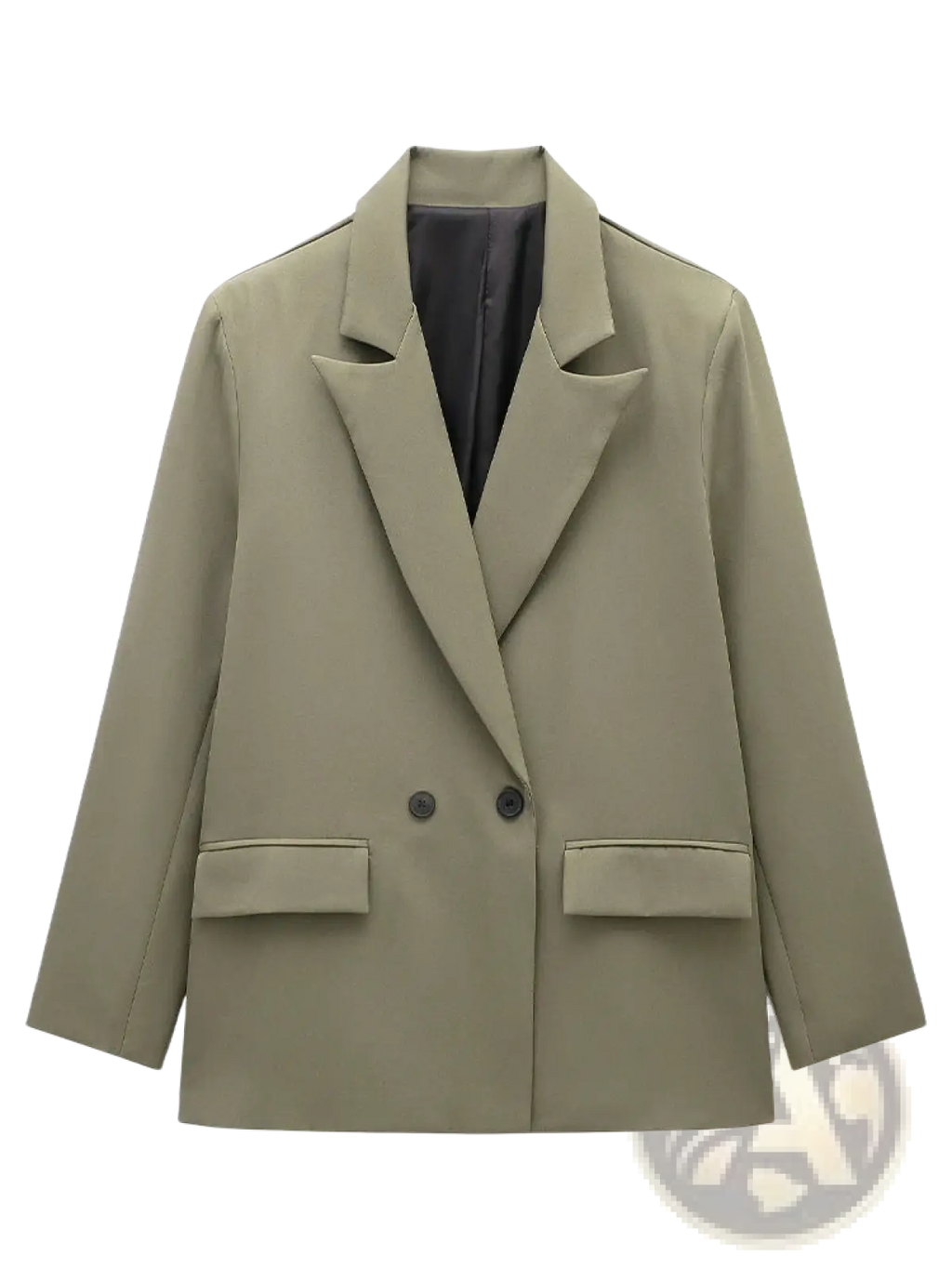 Willshela double breasted blazer in olive green with black buttons and flap pockets for formal wear