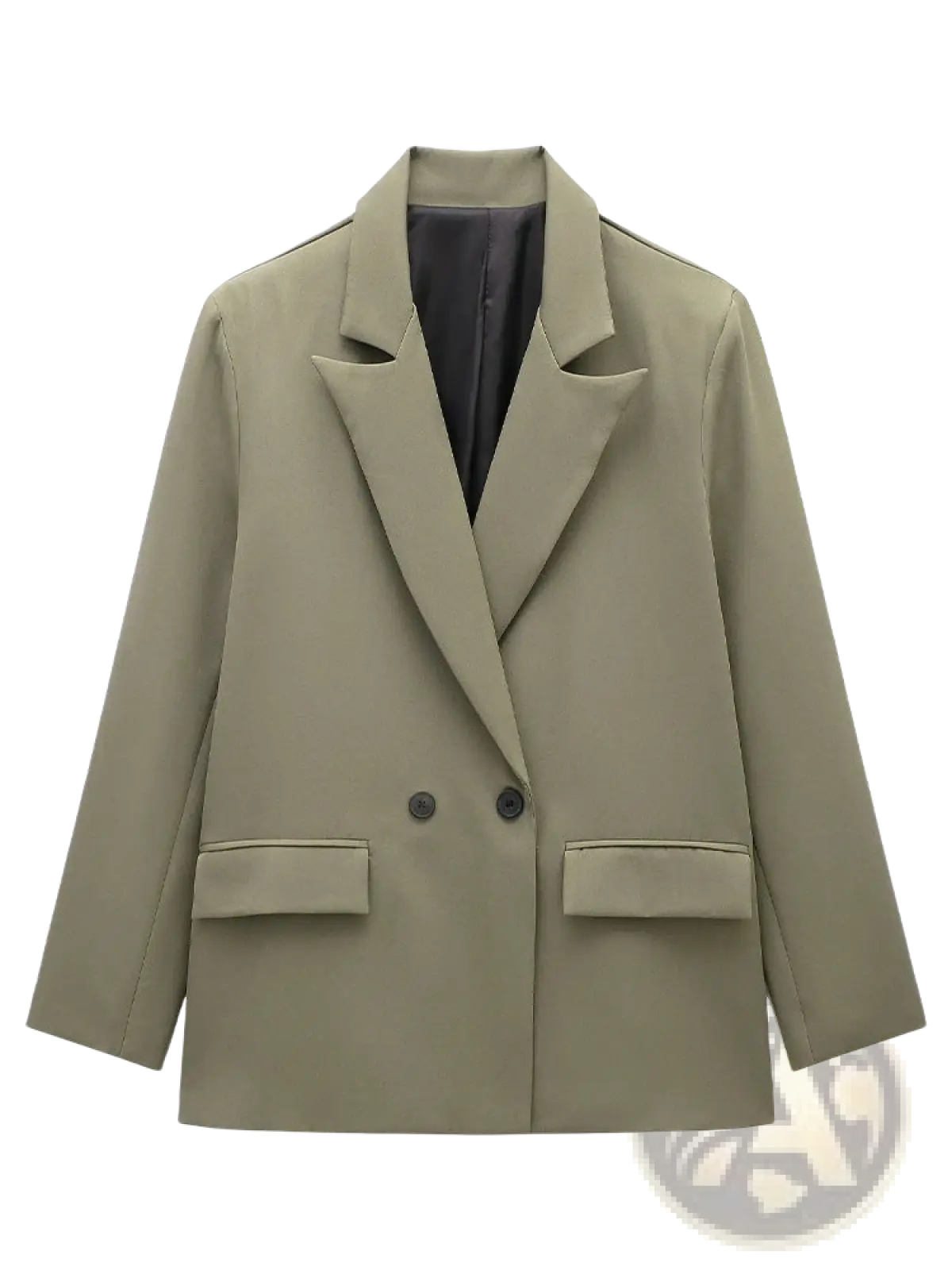 Willshela double breasted blazer in olive green with black buttons and flap pockets for formal wear