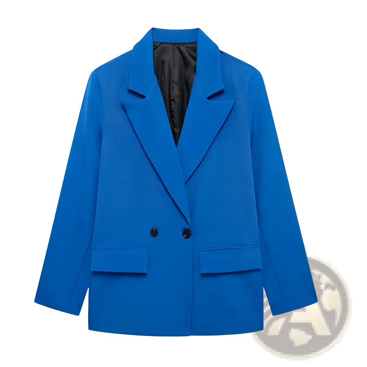 Willshela double breasted blazer in vibrant royal blue with black buttons and sleek tailored design