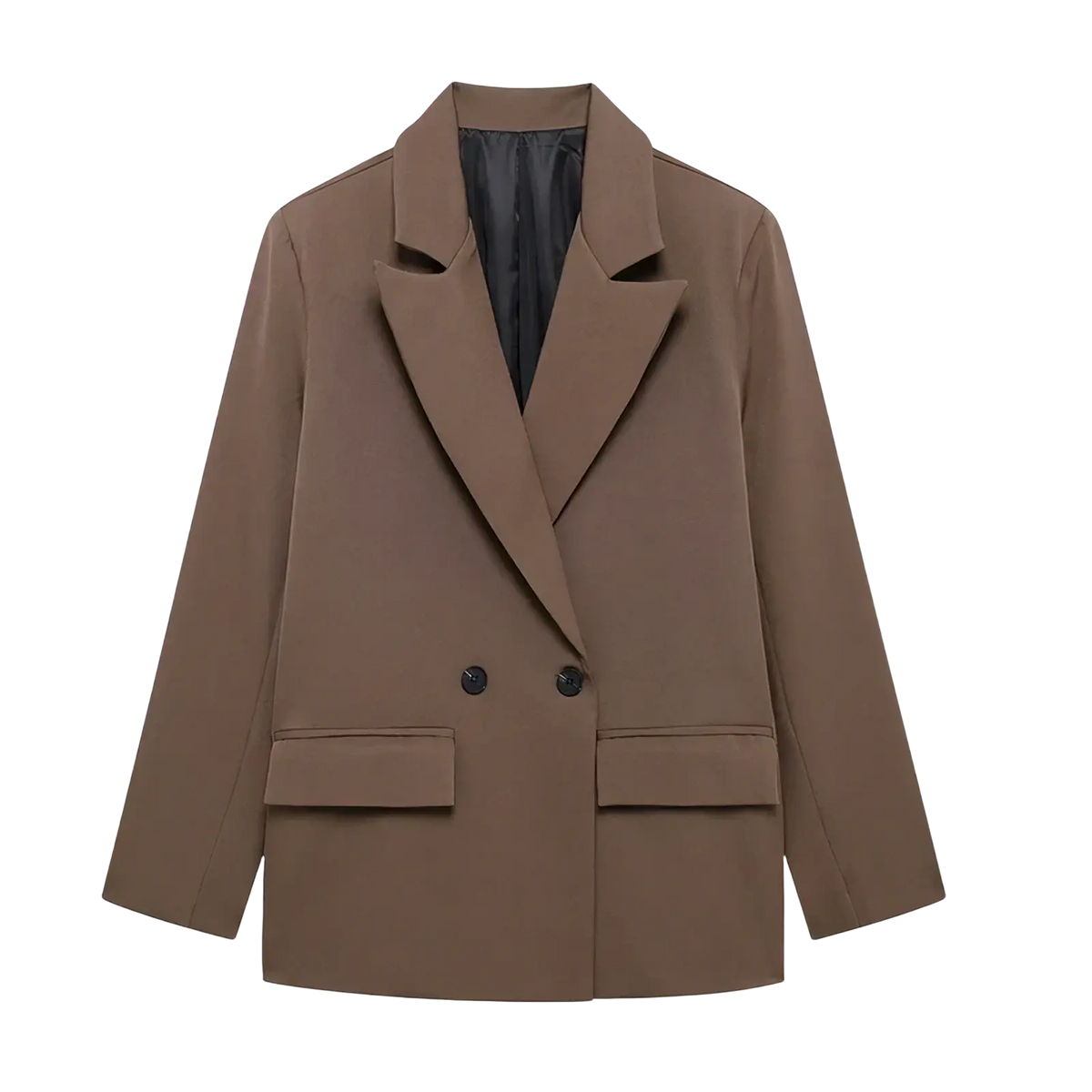 Willshela double breasted blazer in taupe with structured collar and two front pockets tailored for formal wear