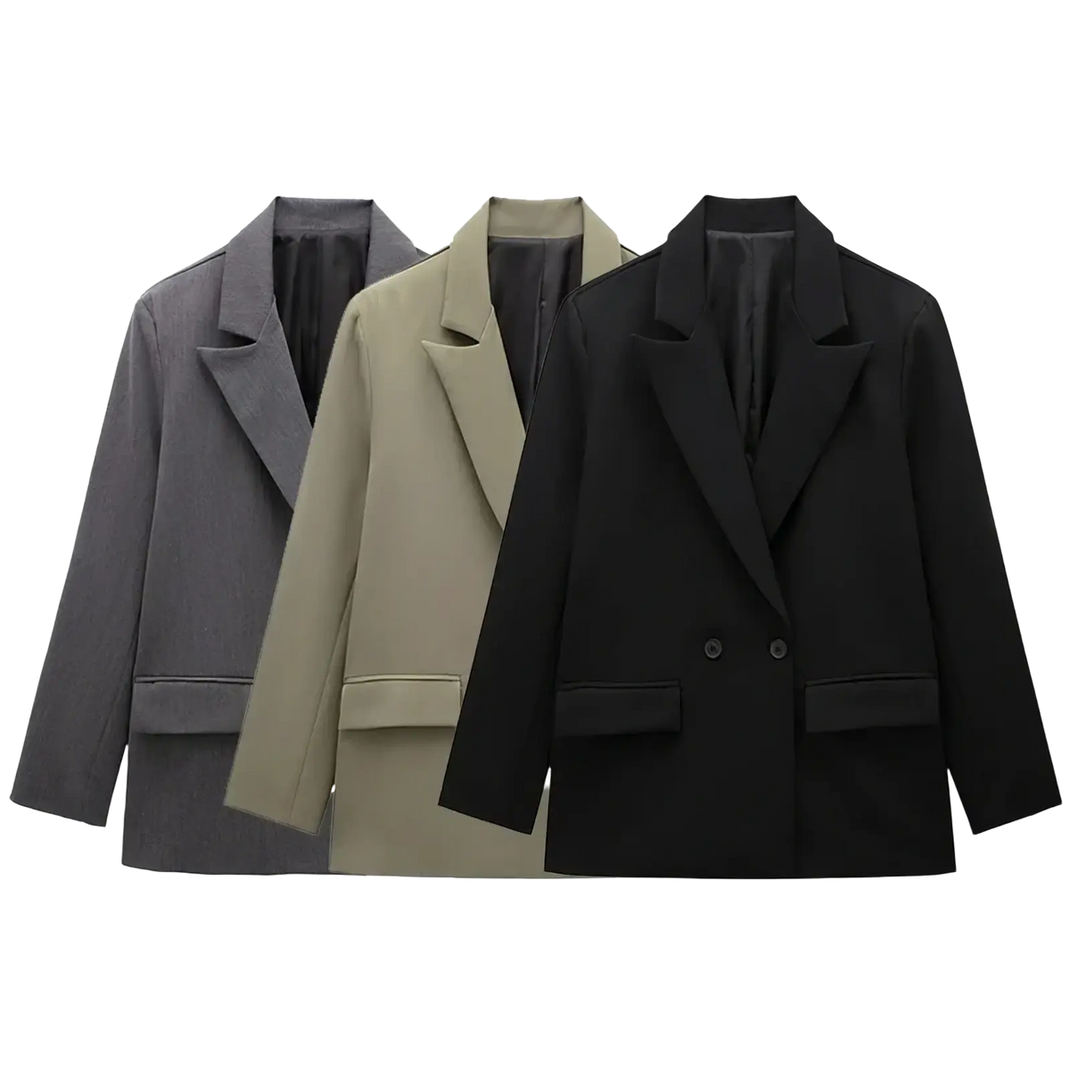 Willshela double breasted blazers in gray beige and black with sleek tailored design for formal wear
