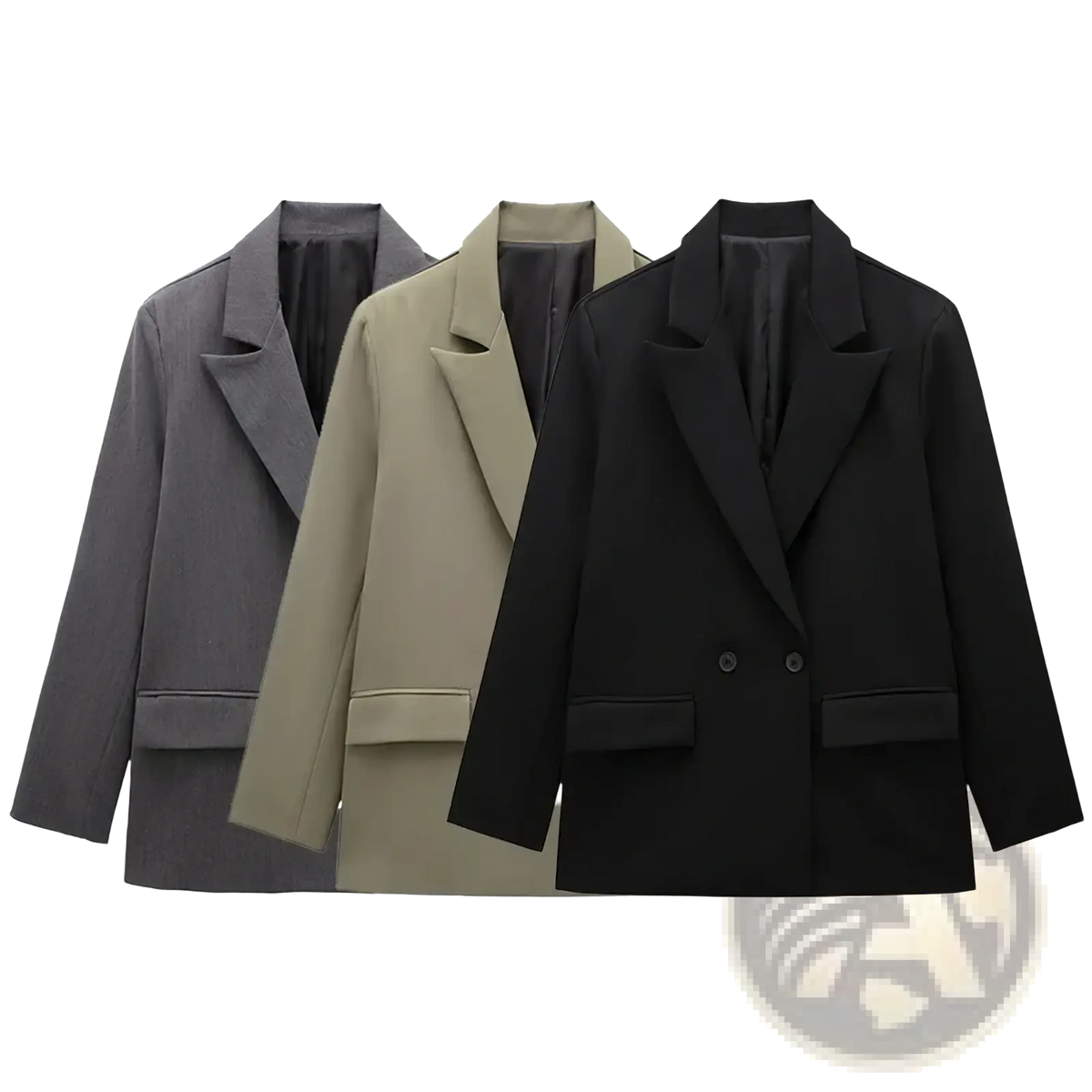 Willshela double breasted blazers in gray beige and black with sleek tailored design for formal wear
