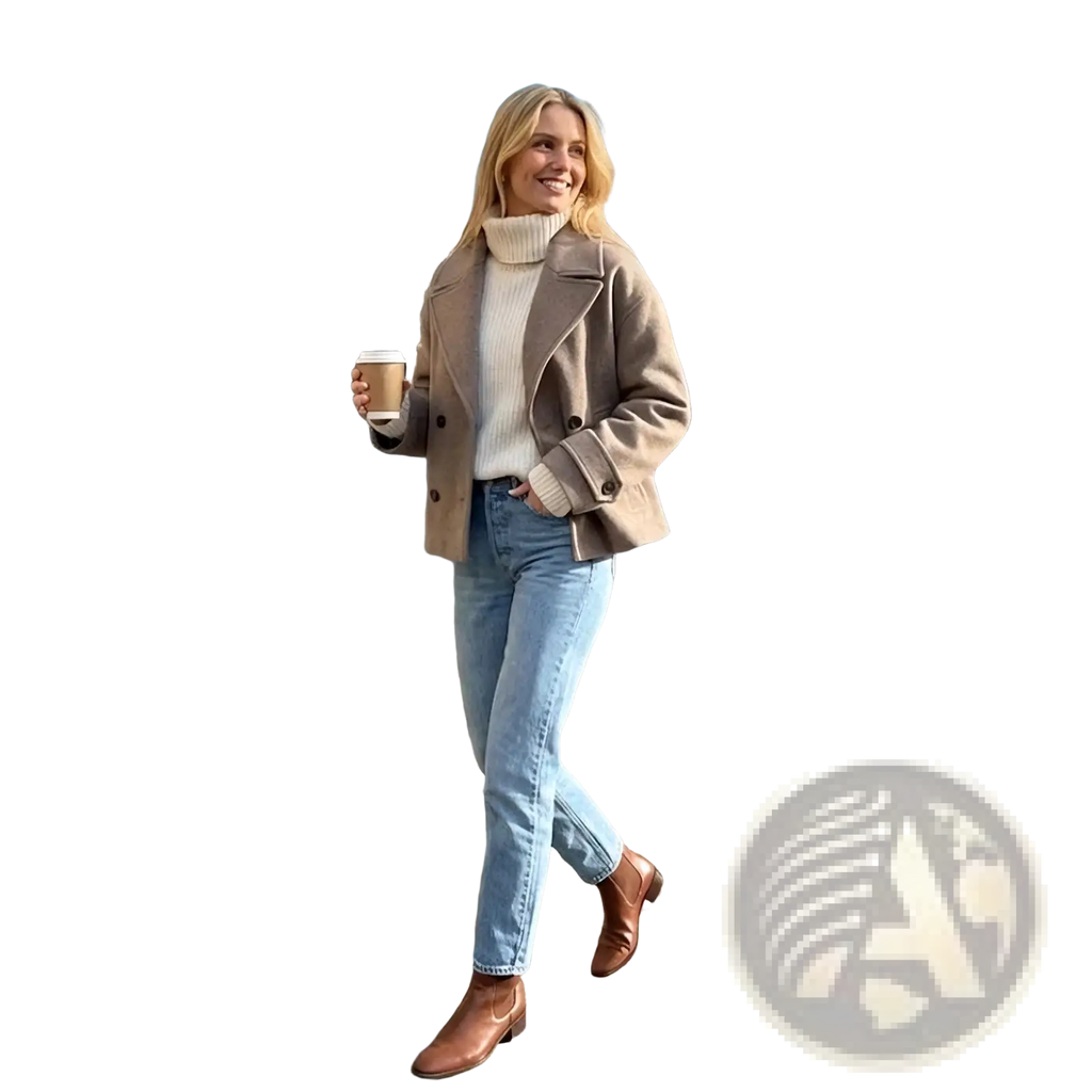 Beige wool-blend Willshela double breasted trench jacket with cropped fit and ribbed cuffs