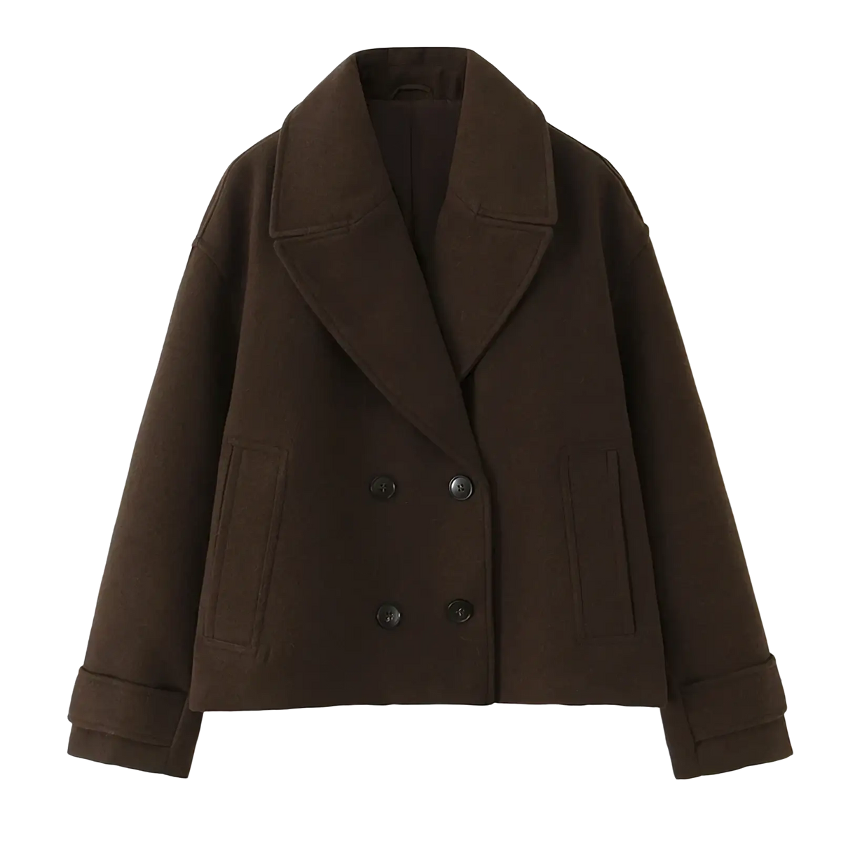 Willshela double breasted trench jacket in chocolate brown with classic collar and buttoned cuffs for cozy wear