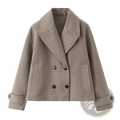Willshela double breasted trench jacket beige cozy wool with classic collar and buttoned cuffs
