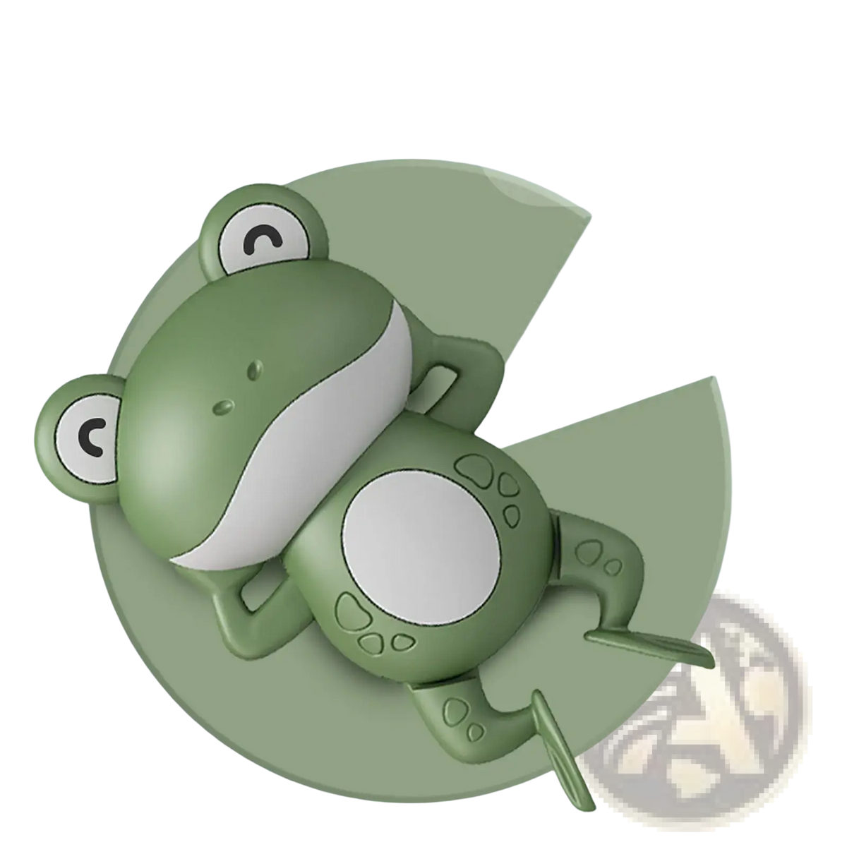 A cloud green frog-shaped wall-mounted phone holder with white accents and glossy plastic finish for bath use