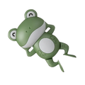 Green plastic wind-up frog bath toy with white belly and eyes designed for swimming in water