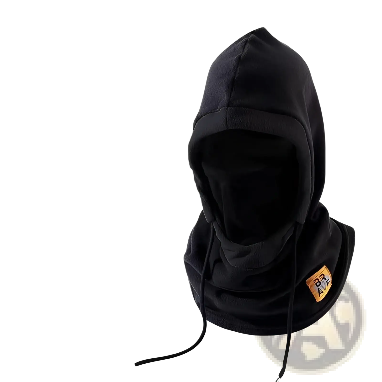 Black fleece 4-in-1 windproof balaclava ski mask hat with integrated face mask scarf and earmuffs for winter use