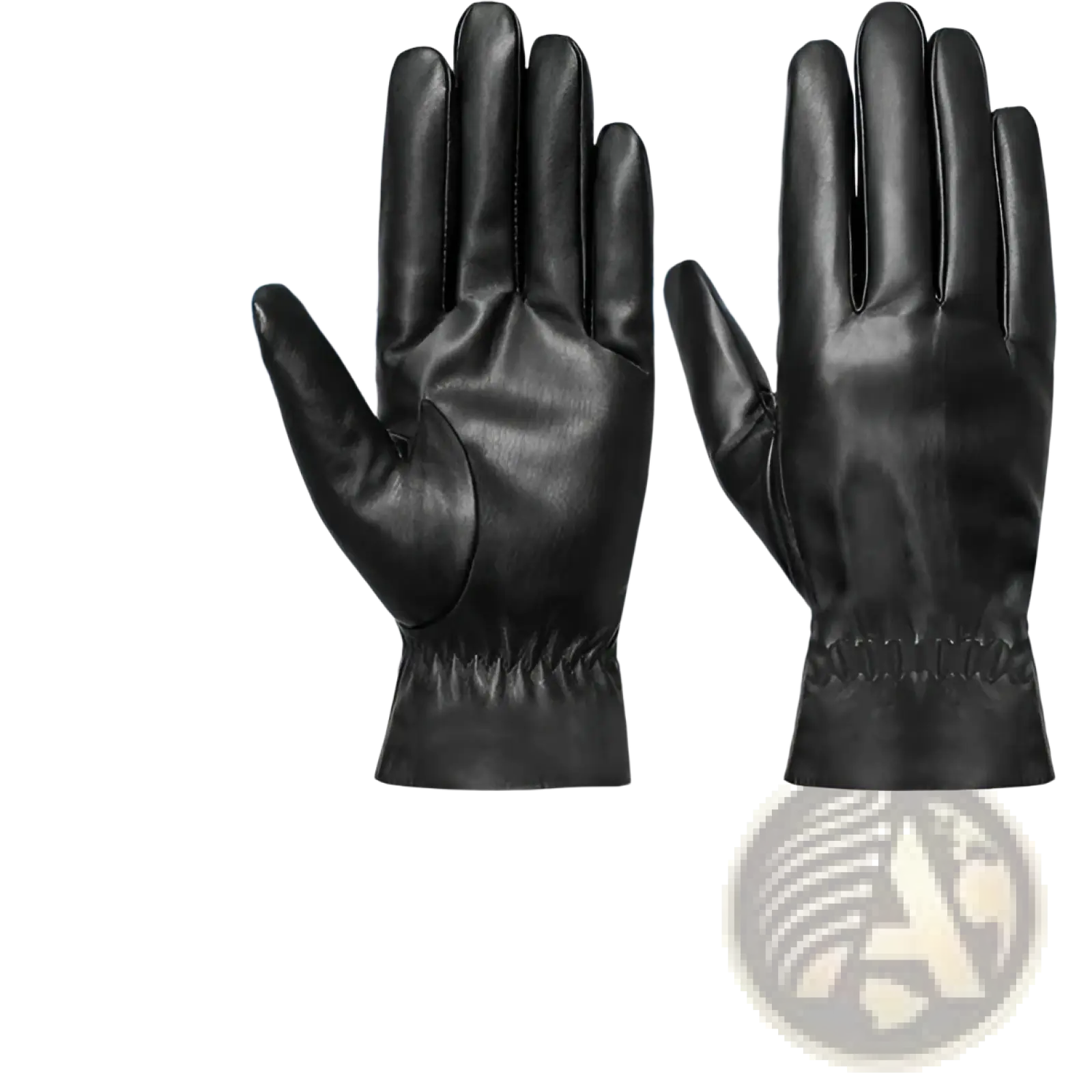 Black leather windproof winter gloves with warm insulation designed for driving and water resistance shown from the back