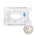 White plastic 3m adhesive mount with central oval cutout and slots for windshield card holder for auto parking tickets