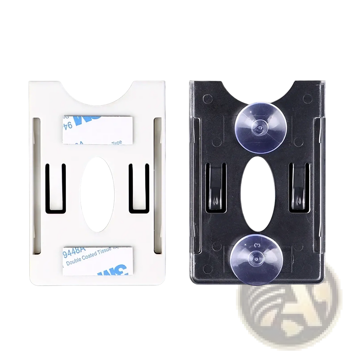 White and transparent plastic windshield card holders with suction cups for auto parking tickets wall mounting