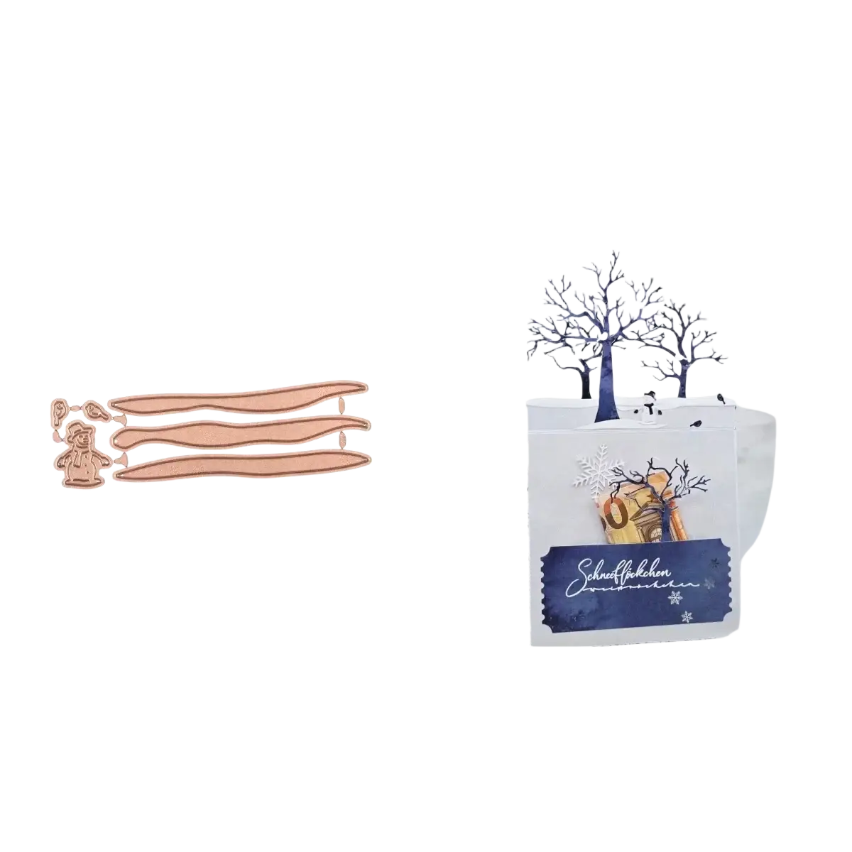 Winter animal metal cutting dies copper-colored intricate designs for scrapbooking festive winter cards creation