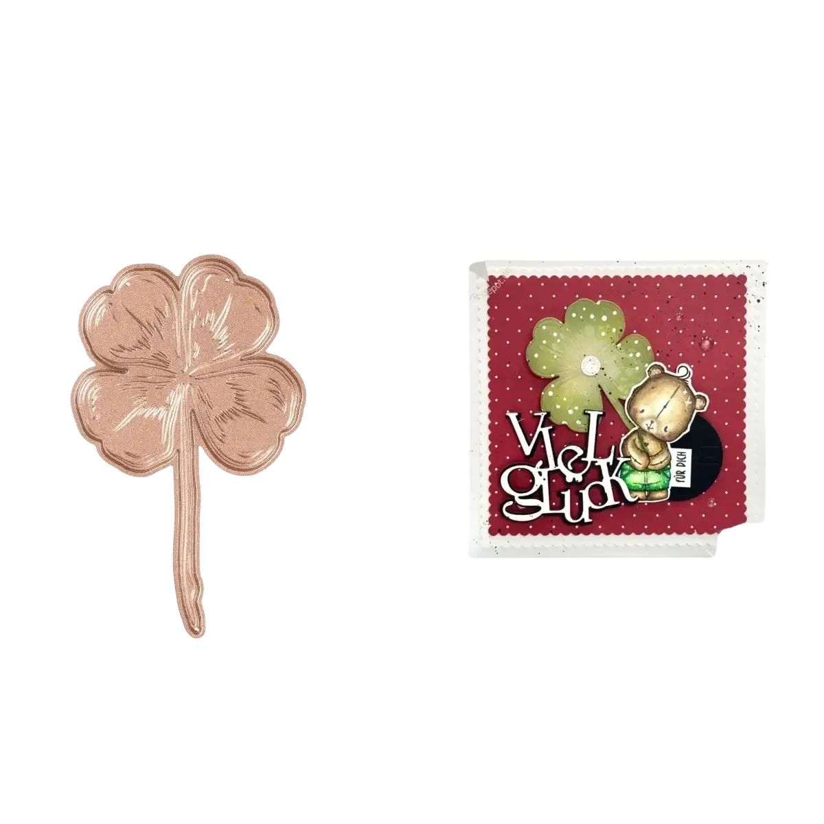 Rose gold four-leaf clover die-cut metal stamp made of metal for winter animal scrapbooking projects