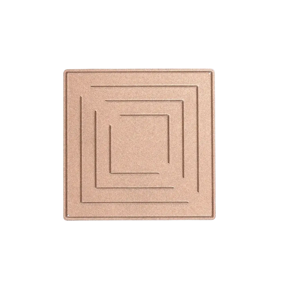 A rose gold metallic square compact with embossed concentric rectangular lines for winter animal metal cutting dies