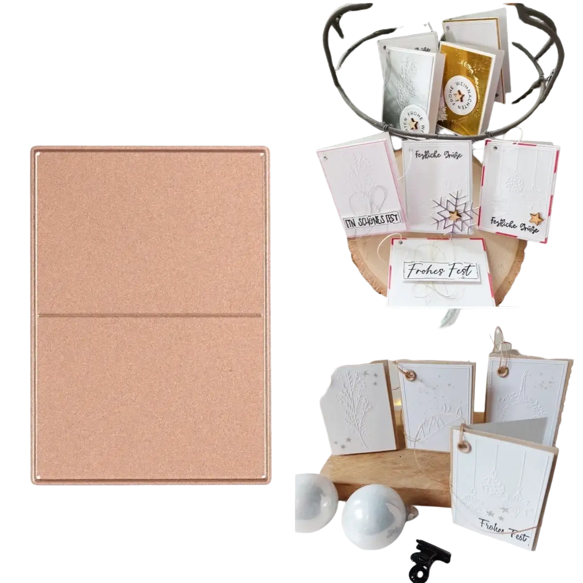 Rose gold metallic card die cut template of winter animal metal cutting dies for scrapbooking craft projects