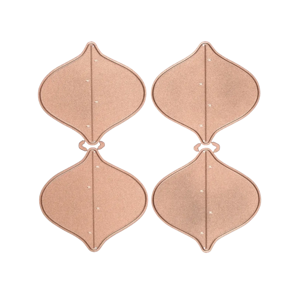 Rose gold metallic winter animal metal cutting dies with smooth textured finish and symmetrical teardrop shape for scrapbooking