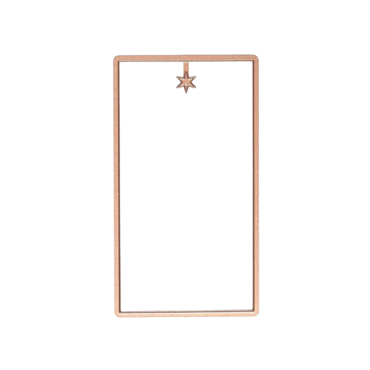 Rose gold metal cutting die with a rectangular frame and small star charm for winter animal scrapbooking designs