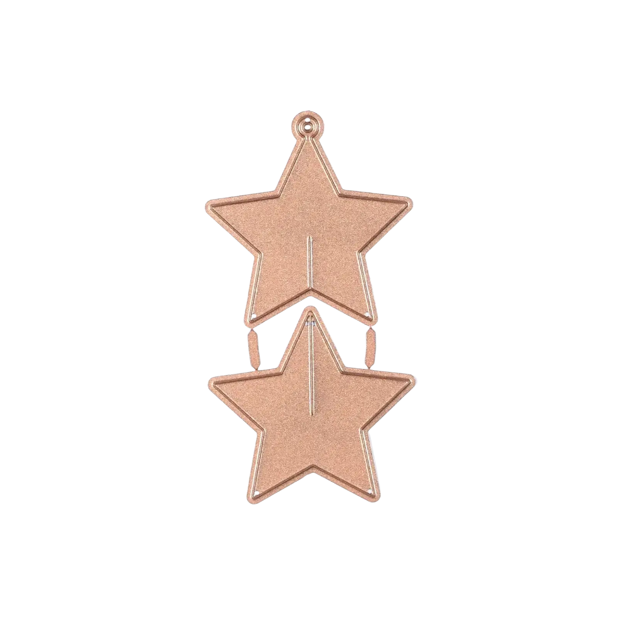 Rose gold star-shaped pendant with matte finish featuring two connected stars for winter animal metal cutting dies