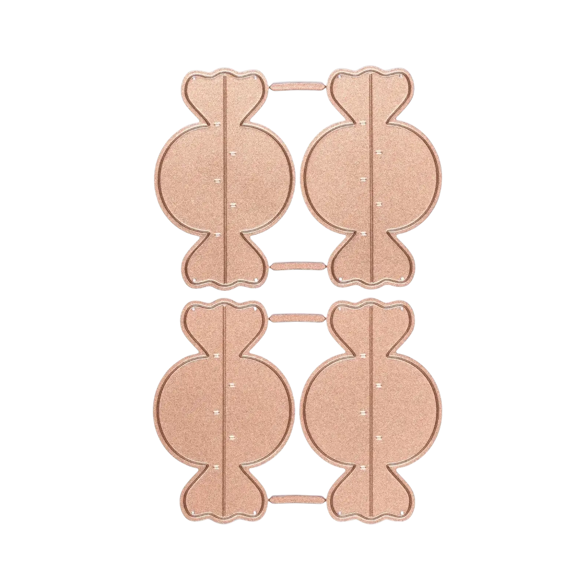 Set of four rose gold candy-shaped metal die cuts for winter animal scrapbooking and craft projects