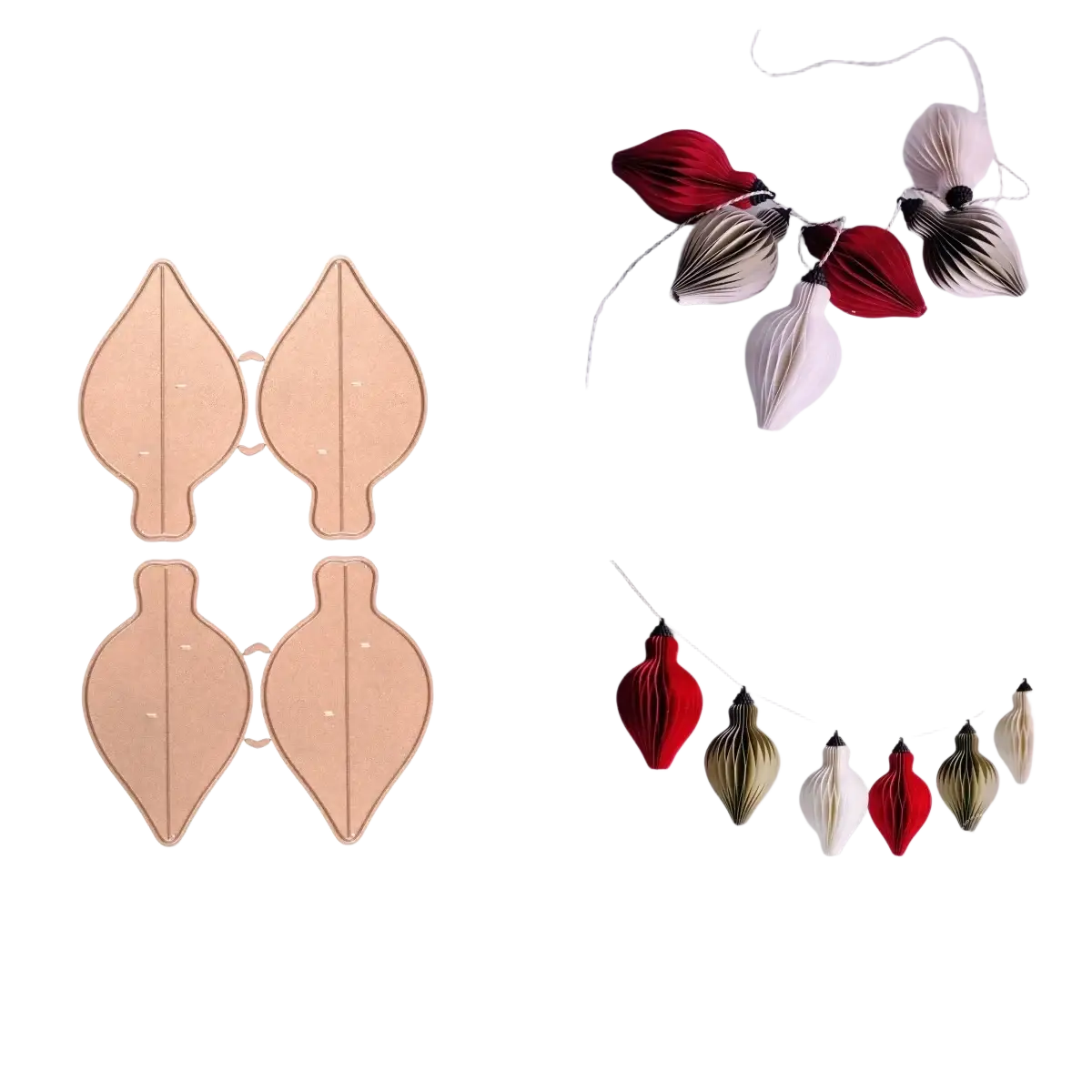 Set of rose gold leaf-shaped metal cutting dies for scrapbooking decorative hanging ornaments crafting