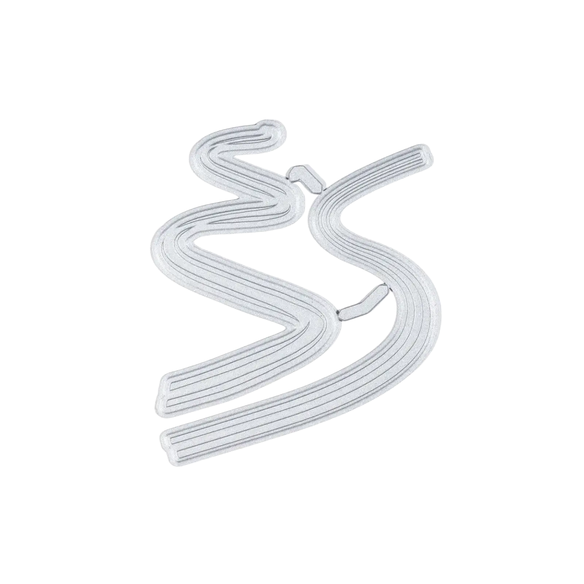 Winter animal metal cutting dies featuring a silver metallic s-shaped chain link with a textured ribbed surface