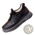 Black sheep winter fleece lined leather sneakers for men with wool lined cotton interior and rubber sole