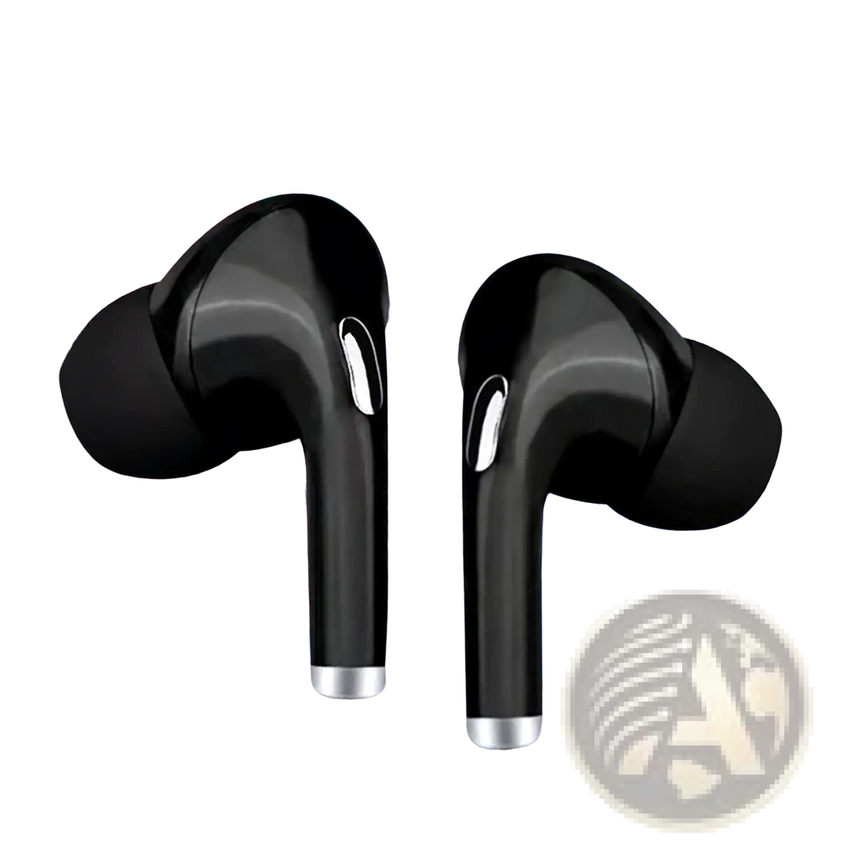Black wired 3.5mm in-ear headphones with silver accents and microphone featuring a sleek ergonomic design