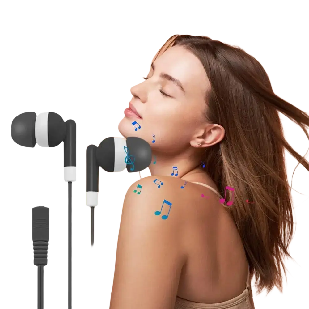 Wired in-ear 3.5mm stereo headphones 5-pack in black and white with sleek minimalist design and wired connection