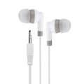 Wired in-ear headphones in white with translucent silicone tips and silver audio jack for clear wired audio connection
